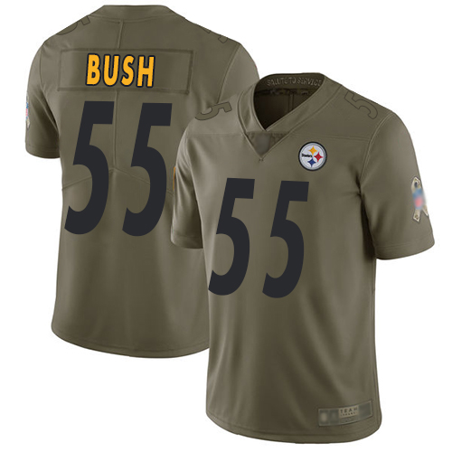 Men Pittsburgh Steelers Football #55 Limited Olive Devin Bush 2017 Salute to Service Nike NFL Jersey